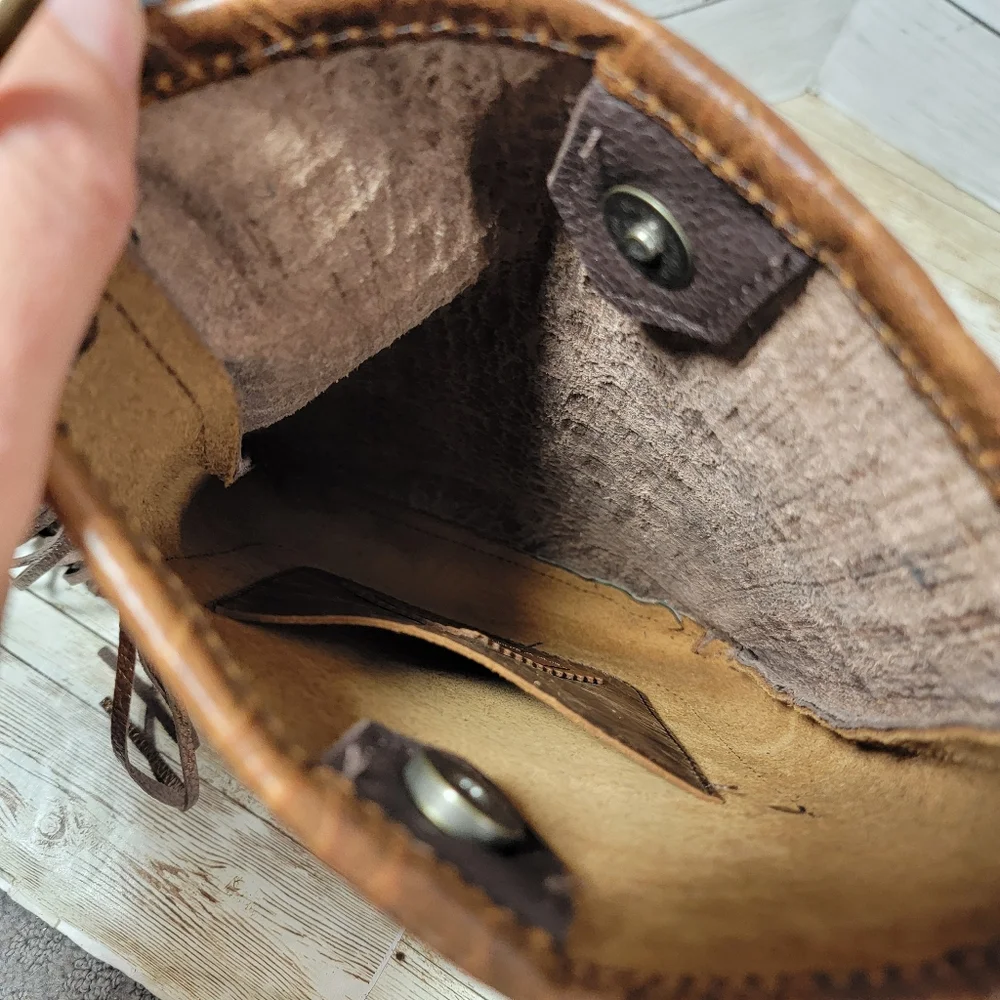 Brown Fringe Crossbody Bag with Croc-Embossed Accent *READ*